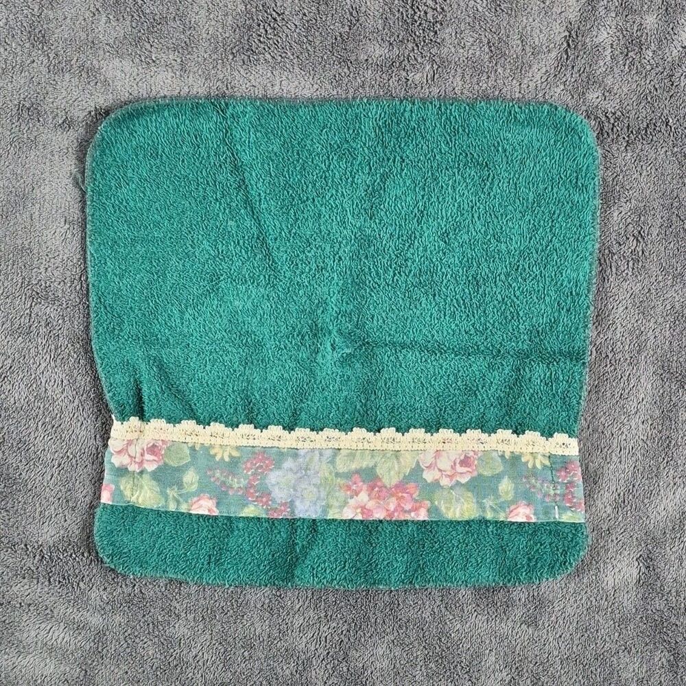 VTG Green Multicolor Floral Cotton Rectangular Washcloth Bathroom Decor